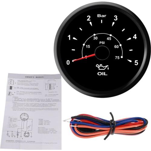 7 Colors Backlight Boat Car Oil Pressure Gauge with 5 Bar / 10 Bar Oil Pressure Meter fit for 9~32V
