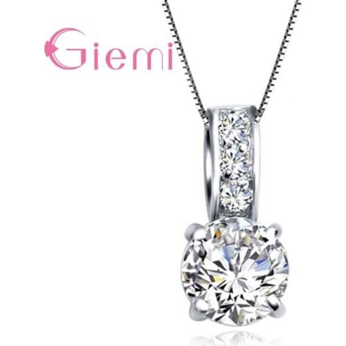 Honey Sweet Round Crystals Filled Elegance Pendent Necklace 925 Sterling Silver Clean CZ For Woman Lady Gift Wholesale