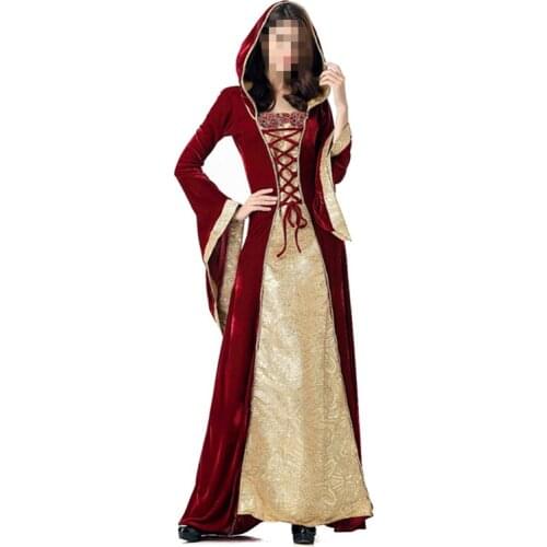 New Arrival Halloween Costume Gothic Renaissance Medieval Costume Mythic Fancy Dress Long Sleeves Court Costume Queen Costume