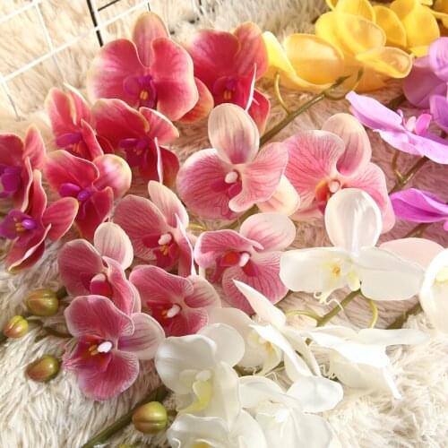Single Butterfly Orchid Latex Flower Branch 6 Colors for Wedding Decoration Artificial Flower Real Touch faux flowers home decor
