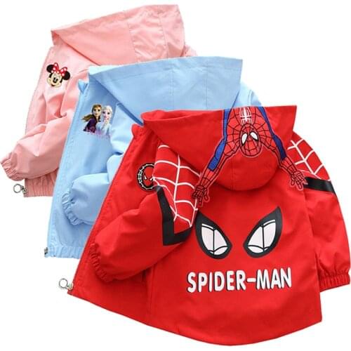 1-12Y Autumn Childrens Cartoon Mickey Jacket Boys and Girls Baby Outing Clothes Jacket Children Outwear Boys Spiderman Clothes