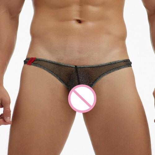 Sexy Men Thong G-string Slip Homme Transparent Mesh Underwear Gay Panties Thongs T-back String Bikini Tanga Underpants Plus Size