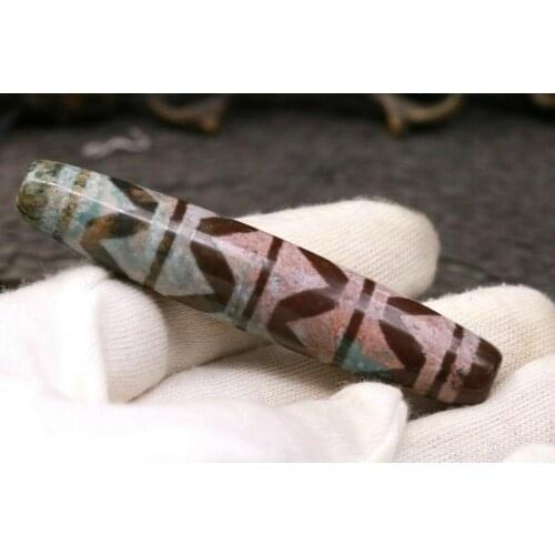 Treasure Magic Power Magic Tibetan Old Cinnabar TIGER-TOOTH TOTEM dZi Bead Pendant 80MM