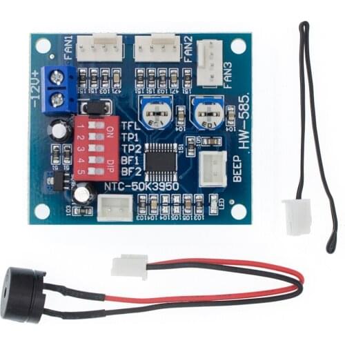 DC 12V 5A PWM PC CPU Fan Temperature Control Speed Controller Board Speed Controller Temperature Probe Buzzle