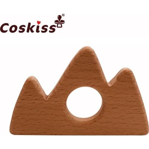 Organic Baby Teething Product Beech Wooden Mountain Teether DIY Wood Teether Pendent Eco-Friendly Safe Baby Teething Chew Toys