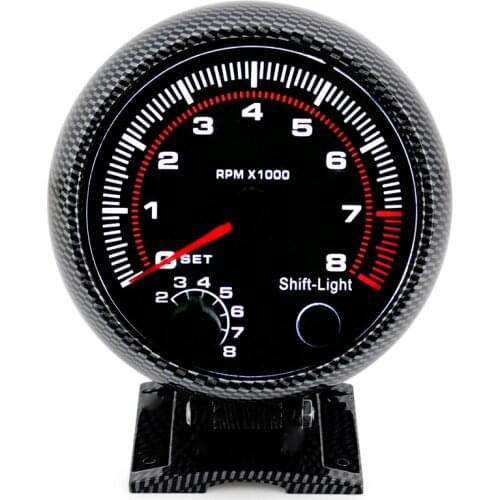 80mm Racing Car 0-8000 RPM Blue LED Adjustable Tachometer RPM Gauge Shift Light 4 6 8 Cylinder