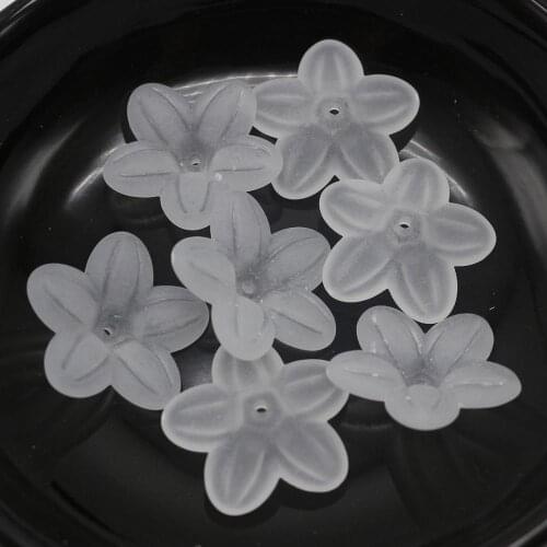 100 White Frost Acrylic Star Flower Bead Cap 21mm Bride Wedding Flower Making