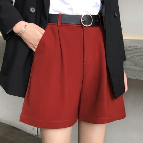 2020 new Business suit shorts women summer thin section high waist loose thin casual tooling wear a word wide leg female c