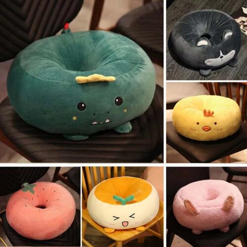 Cute Cartoon Plush Thickening Office Chair Cushion Soft Comfortable Animal Butt Support Chair Cushions for Student Chair Pillows