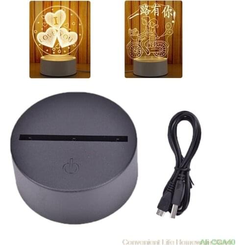 LED Lamp Bases 3D USB Light Holder ABS Night Lamp Base 7 Color-Adjust Luminous LED Light Base Accessories Wholesale