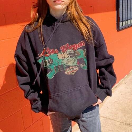 Hooded sweatshirts vintage black hooded sweater women street hoodie harajuku Oversized hoodie y2k kawaii clothes long sleeve top