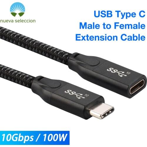USBC Extension Cable Male Female USB Type C Extension Cord USB3.1 Gen2 10Gbps 100W 5A PD Power Cable 30cm 60cm for Mobile/PC