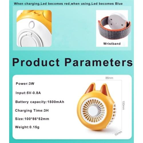 2019 Wristband Fan New Ring Type Watchband Cooling Fan Rechargeable Air Cooler Cute Handhold Strap Mini USB Air Conditioner