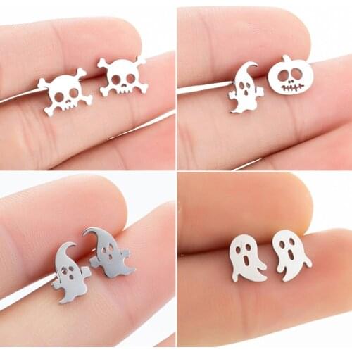 Gothic Punk Halloween Skeleton Skull Earrings for Women Kids Vintage Ghost Pumpkin Stud Earring Fashion Jewelry Girlls 2021