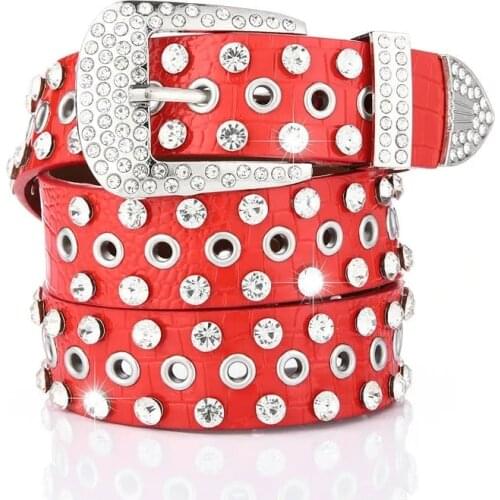 Womens belts leather wide rhinestone luxury brand belt men designer glitter buckle belts unisex goth waist belt