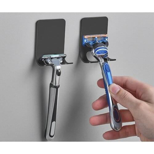 1PC Stainless Steel Razor Holder Men Shaving Razor Straight Stand Shelf Shaving Razor Storage Rack Bathroom Hook Organizer