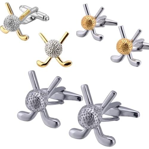 10pairs/lot Sport Golf Ball Club Cufflinks Copper Plating Gold/Silver Golf-ball Racket Cuff Link Mens Jewelry Accessory