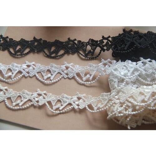 10Yds Water Soluble Lace Trim Butterfly Bow Embroidered Diy Handmade Patchwork Ribbon Sewing Supplies Crafts 25mm