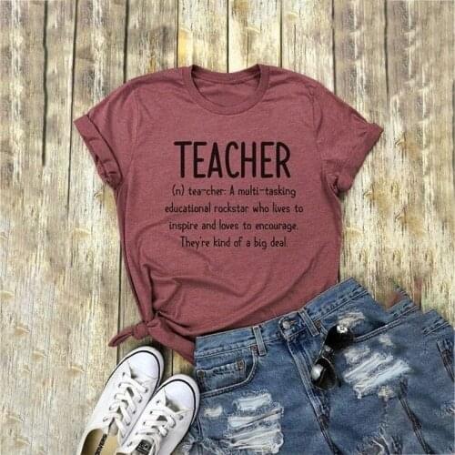 2021 Fashion Women O-Neck Top Teacher Letter Print T ShirtShort Sleeve T-Shirt Female Casual Cameo Brown Tops Tee Ladies Tshirt
