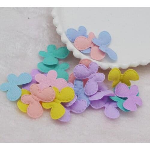 35*25mm Candy Color Fabric Embossing Patches Butterfly Appliques For Craft Clothes Sewing Supplies Diy Hair Clip Accessories