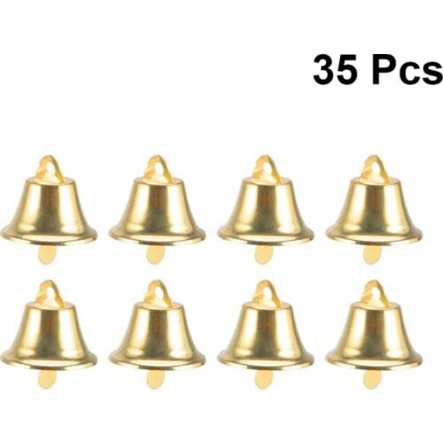35pcs Cute Christmas Iron Bell DIY Accessary Christmas Mini Bell Hanging Pendant Decorative Props Decor(Golden)