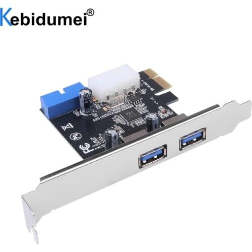 USB 3.0 PCI-E Expansion Card Adapter 2 Port External USB3.0 Hub Internal 19pin Header PCI-E Card 4pin IDE Power Connector
