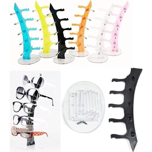Multi Colors Acrylic 5 Pairs Sunglasses Glasses Show Rack Counter Display Stand Holder