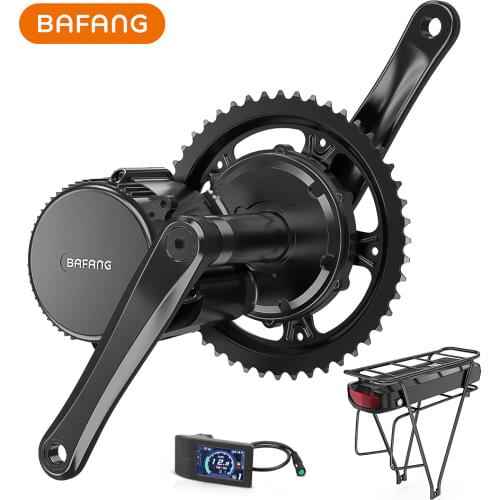 BAFANG 36V 350W BBS01B Mid Drive Motor Electric Bike Conversion Kit with 22.5Ah Rear Rack Battery Hanger Carrier Trunk Taillight
