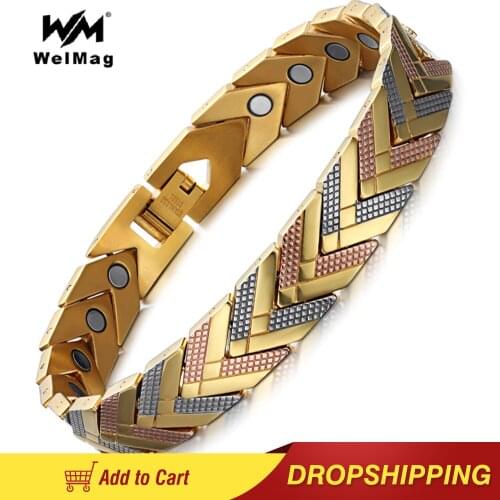 WelMag Stainless Steel Health Magnetic Bracelet Bangle For Women Bio Energy Bracelet 2019 Hot Sale Fashion Jewelry Wristband