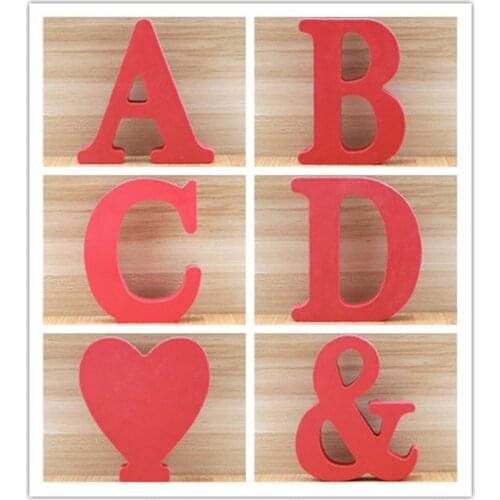 1pc 10cm Red Wooden Letters Alphabet DIY Word Letter Birthday Wedding Home Decor Art Crafts Standing Name Design 3.94 Inches