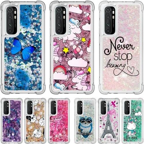 Mi Note 10 Lite Case For Xiaomi Mi Note 10 Lite Cover Quicksand Phone Case on For Xiaomi Note 10 lite Glitter Liquid Soft Cases