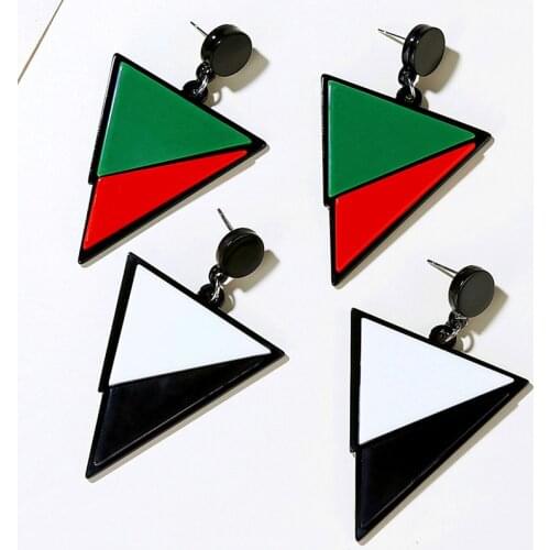 Geometric Big Triangle Drop Earrings For Women Black White Red Green Acrylic Long Earrings Fashion Female Jewelry Pendient Gifts
