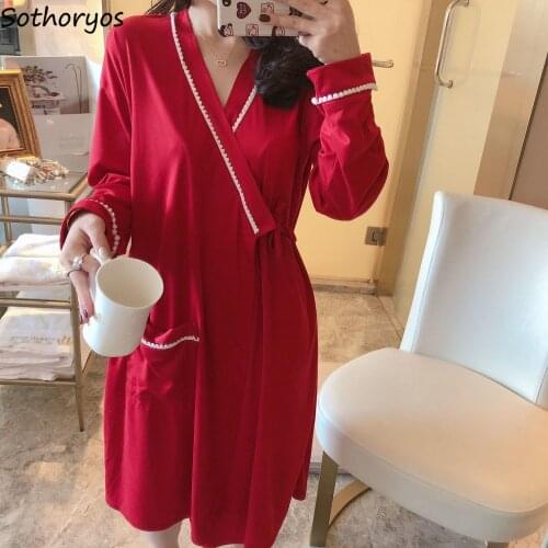 Women Robes Japanese Style Cozy Patchwork Slouchy Long Sleeve Lounge Bath Quick-dry Nightwear Females Sleep Trendy High Quality