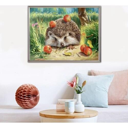 Oil Painting By Numbers "The Hedgehog"Drawing on Canvas HandPainted Art Gift DIY Picture By Number Kits Wall Decor