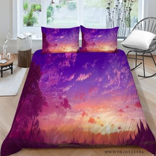 Beautiful Sky Bedding Set Twin Size Artistic Cartoon Duvet Cover For Kids Queen Single Double Twin Full Bed Set King Size