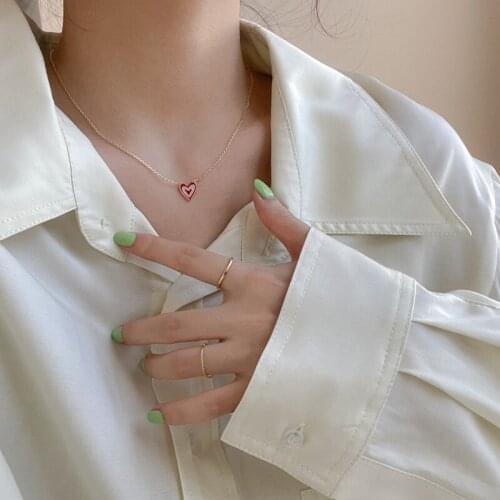 Korean Fashion Love Necklace 2021 New Rainbow Heart-shaped Pendant Necklaces for Women Collarbone Chains Jewelry Accessories