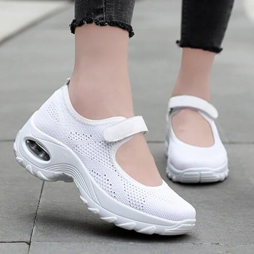 2021 Summer Women Sneakers Fashion Mary Jane Shoes New Breathable Mesh Casual Walking Shoes Lightweight Platform Sneakers Women