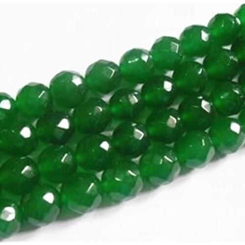 Hot sale 6mm faceted round natural green chalcedony jades loose beads stone beads women elegant diy jewelry making 15inch FR54