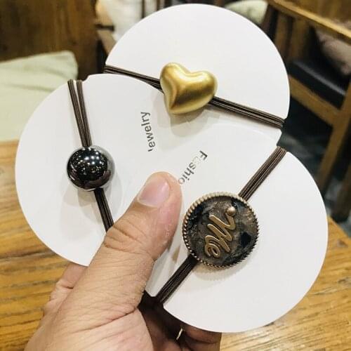 Hot Sell New Arrive Fashion Korean Style Alloy Heart Round Decor Hair Band Hair Rope Women Girl Hair Ring Simple Style Headpiece