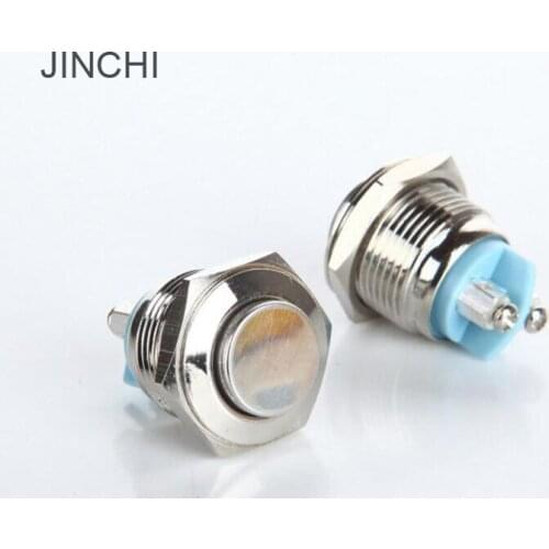 JINCHI 16mm metal button switch waterproof rust spot high head screws self-resetting foot silver contacts normally open