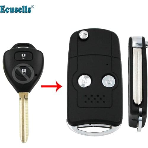 2 buttons modified FLIP Blank FOB CASE SHELL REMOTE KEY FOR TOYOTA RAV4 Yaris Hiace Corolla Hilux Fortuner Land cruiser Toy43