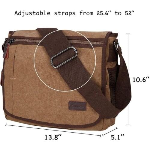 Modoker Messenger Bag Crossbody Overnighter for 14'' laptop Crossover Sack Browm Knapsack