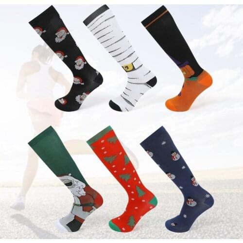 Mens and Womens Sports Tube Socks Snowman Christmas Tree Green Pumpkin Car Personality New Compression Socks Quick-drying golf