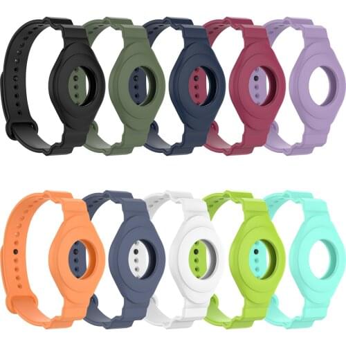 For Apple AirTags Soft Silicone Strap Case Anti-Scratch Bracelet Protective Cover Shell for AirTag children Watchband