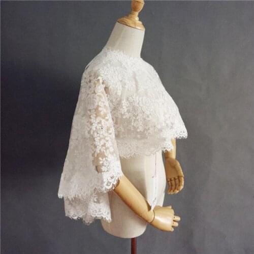 GOHYPDUG 2020 Lace FlowersWedding Cape White Ivory Bridal Cloak Jackets Formal Wrap Shawl