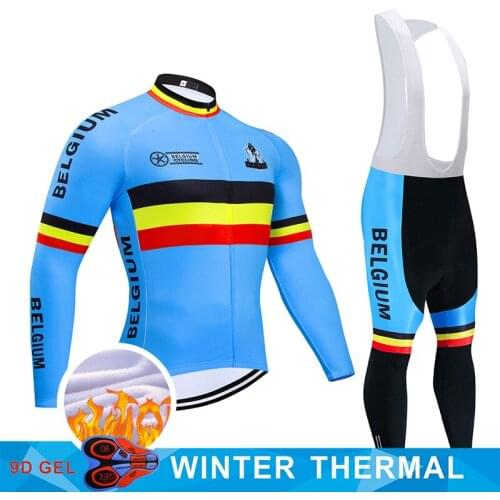2022 New i2022 Team Belgium Cycling Jersey 9D Bib Set MTB Uniform Bike Clothing Men‘s Winter Thermal Fleece Bicycle Clothes Cycl