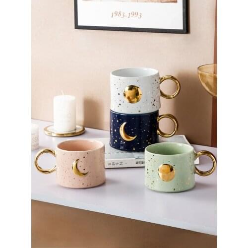 New Arrival Fashion Ceramic Coffee Mug 300ml/400ml Star Couple Cup Nordic Office Teacup