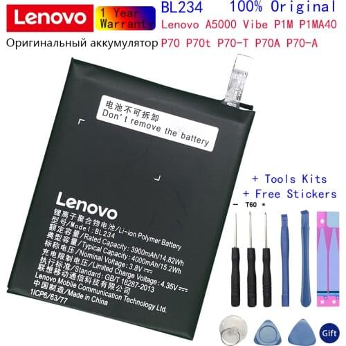 Original Lenovo New Real 4000mAh BL234 battery with 3M glue sticker for Lenovo A5000 Vibe P1M P1MA40 P70 P70t P70-T P70A P70-A