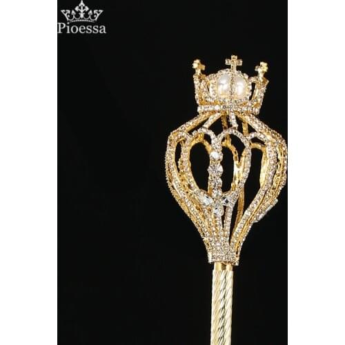 Scepter Wands Rhinestone Crystal Oval Crown Double Sided Fashion Jewelry Play Accessories Props Pageant Contest Crown Things