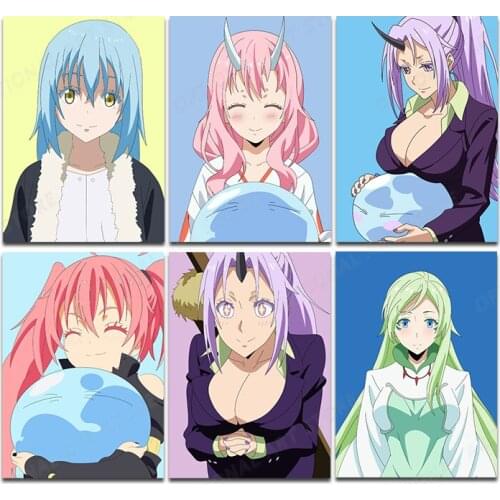Anime figure poster tensei shitara slime datta ken home living bedroom decoration wall art nordic canvas picture